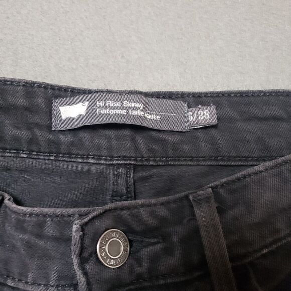 Levi's - Hi Rise Skinny Jeans, Size 28 | Soft Black | PC9-19970-0083 distressed - Picture 12 of 15